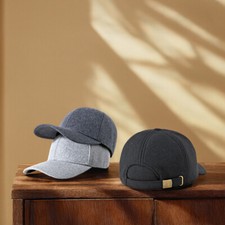 Hommes Chaud Épais Laine Mélange Baseball Cap Réglable Extérieur Décontracté Dad