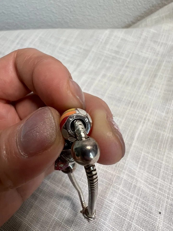 Pulsera Zable Italia Plata de Ley .925 con 7 Dijes/Cupcake Cumpleaños Foto 4 de 4