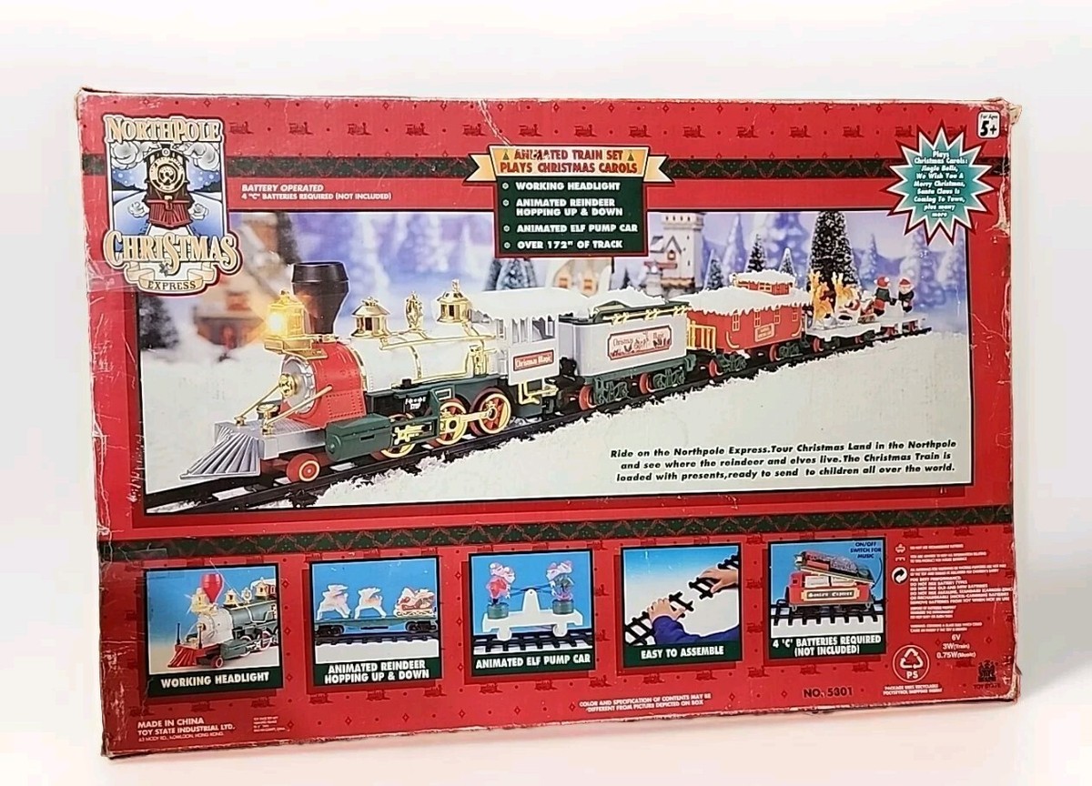 North Pole Christmas Express Animated Musical Train Set VNTG Over