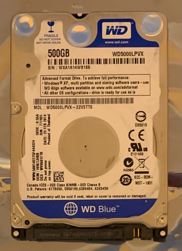 Western Digital Blue WD5000LPVX interne Festplatte 500 GB 2,5" 5400 U/min SATA3