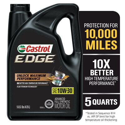 Castrol 03081 Edge 10W-30 Advanced Full Synthetic Motor Oil, 5