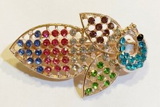 Peacock and Leaf Inspired Design Hair Barrette crafted with Rhinestones