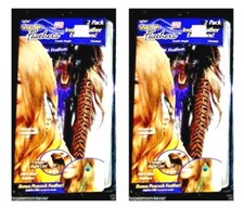2 PKS Snap-On Feathers Instant REAL Feather Extensions L'ectric Purple, Chestnut