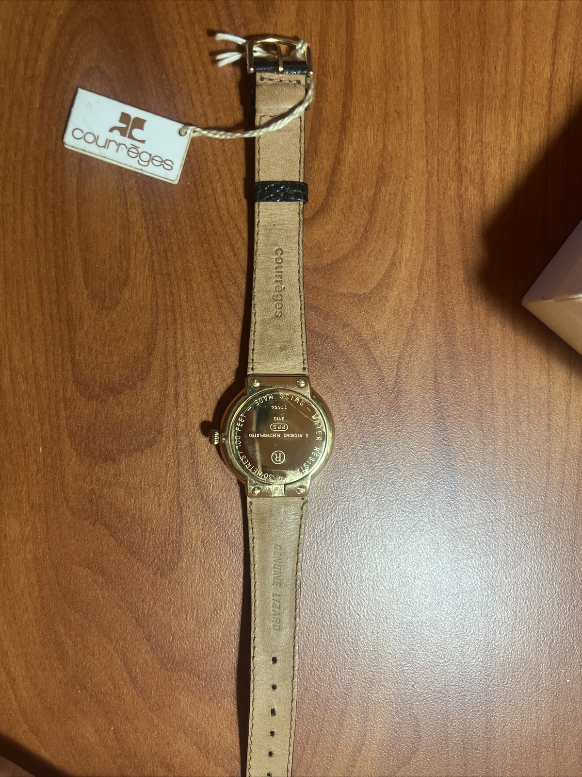 Rare Courreges Swiss Made Gold Watch Vintage Piece Lizard Skin | eBay 