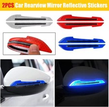 2pcs Reflective Carbon Fiber Car Side Mirror Warning Accessories Molding Trim Us