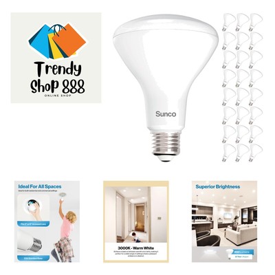 Sunco 24 Pack BR30 LED Bulbs, Indoor Flood Lights 11W Equivalent 65W 3000K Wa...