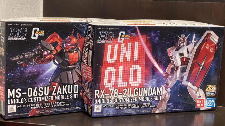 BANDAI UNIQLO Limited Gunpla Gundam & Zaku II HG UNIQLO