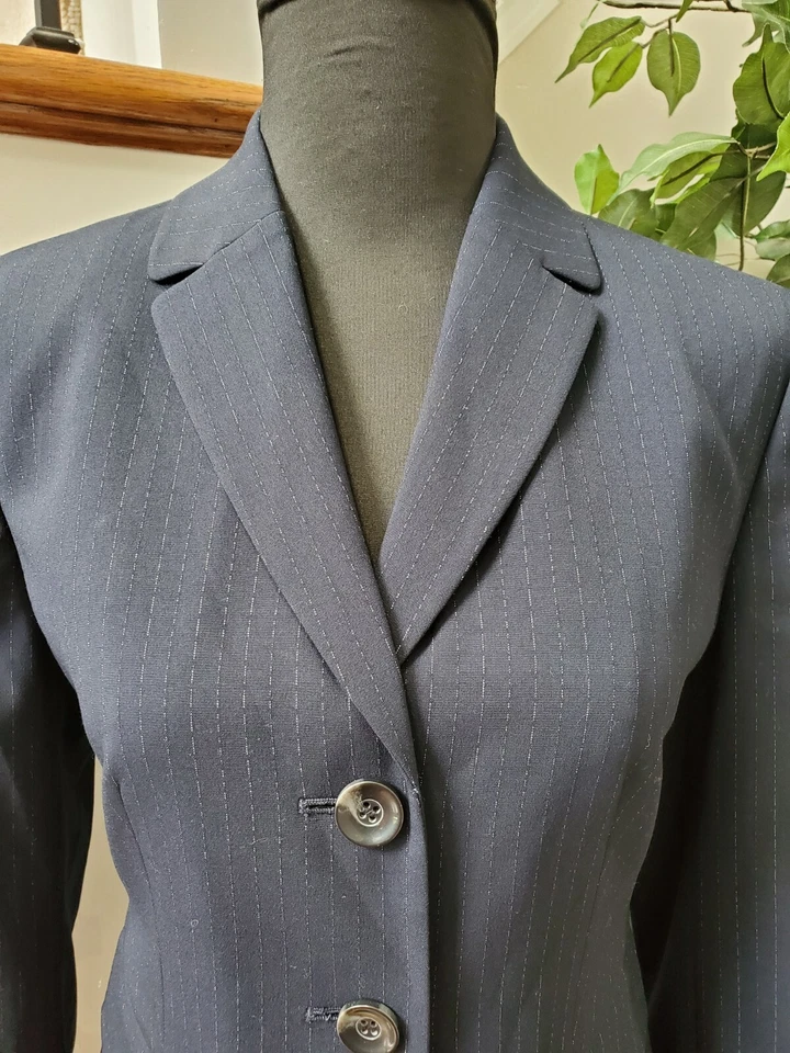 Blazer Jones Wear para mujer azul forrado poliéster manga larga 3 botones elástico 8P Foto 2 de 4