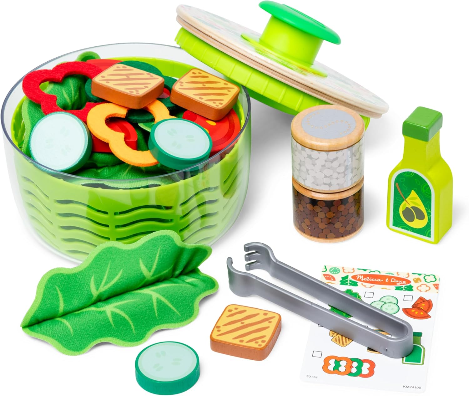 Melissa & Doug Salad Spinner Play Set, Pretend Play Food-image