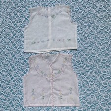 Vintage Sylvia Baby 2 Embroidered Diaper Shirts Size 0-3 Months