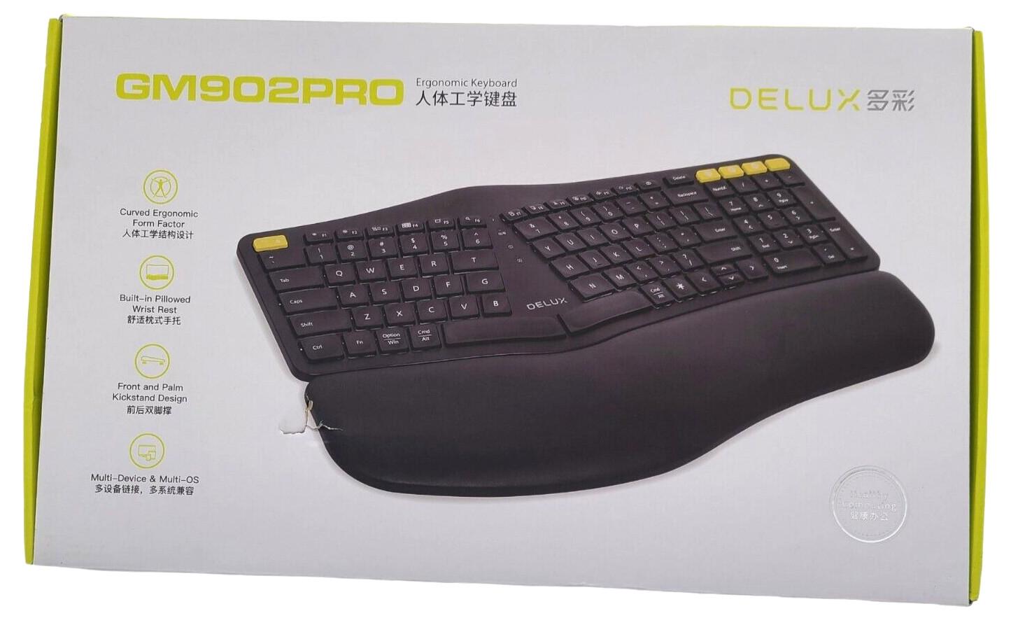 DELUX GM902PRO Wireless Ergonomic Split Keyboard with Backlit (Black)