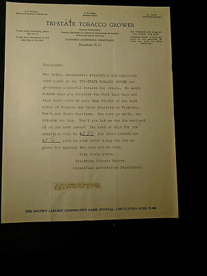 tri state tobacco Letterhead TRI-STATE TOBACCO GROWER Classified Ads Raleigh, NC