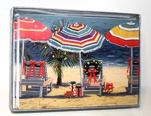 NEW Christmas on the BEACH THEME Holiday CHRISTMAS CARDS Box of 16 w/Envelopes