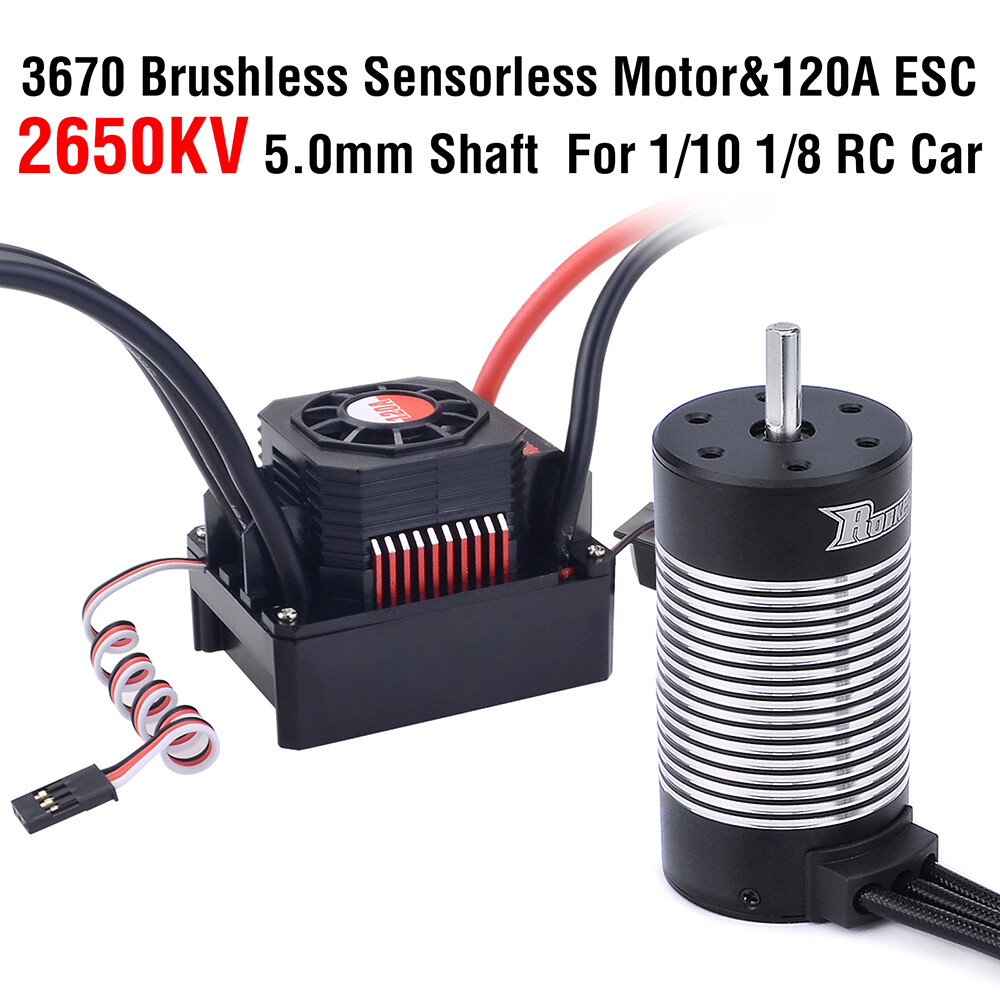 Rocket 3670 Brushless Sensorless Motor Series+120A ESC for 1/8 1/10 RC Car