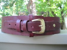 Western Gun Belt - Burgundy - 2 1/2" Wide- Heavy Duty Solid Cowhide Leather