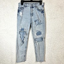  Denim H M Jeans Boyfriend Low Waist Button Fly Ripped And Distressed Size 2