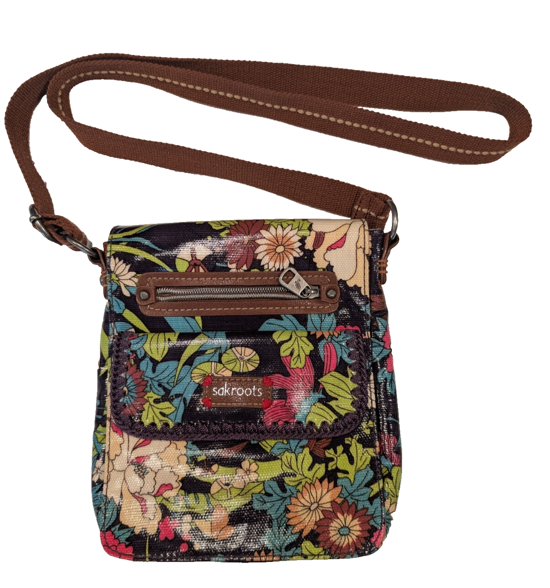 Sakroots Crossbody Small Flap Messenger Bag Floral Boho  display picture 3