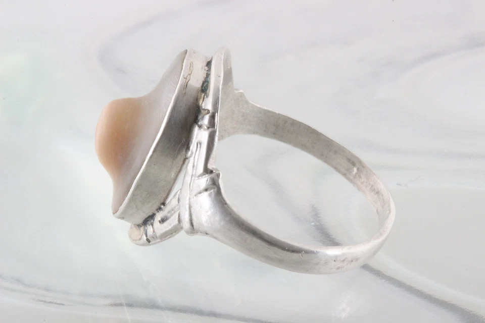 ANILLO PLATA ESTERLINA PIEDRA PERLA MOBE NATURAL TALLA 5 1/2 925 FINO 5218 Foto 2 de 4