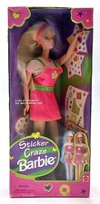 1997 Sticker Craze Barbie bambola / sticker divertente Barbie / Mattel 19224, nfB