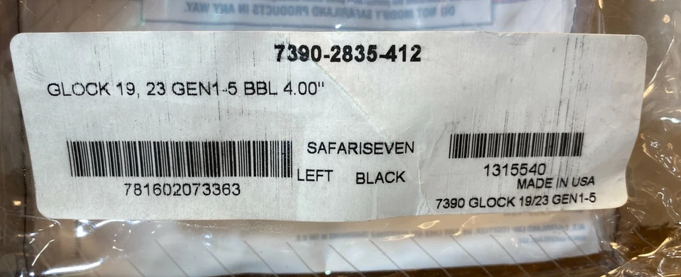 Safariland 7390 ALS Level I LH Duty Holster, GLOCK 19 23 (ALL GENS) - LEFT HAND - Image 2 of 4