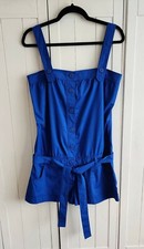 Oasis Electric Blue Button Playsuit Romper Belted Size 12