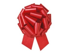 8-Inch Instant Satin Bow with 20 Loops   Red Pull Bow
