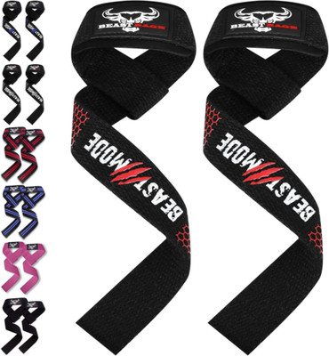 BEAST RAGE Lifting Straps for Weightlifting, Weight Black Red Silicone