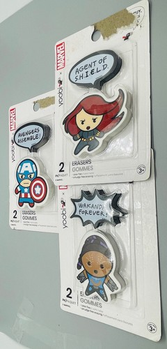 3x Gomme Yoobi Marvel 2pz - Shuri Black Panther, Black Widow e Capitan America - Foto 5 di 8
