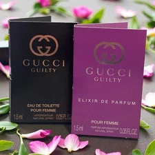 NEW Gucci Lot of (2) Guilty Elixir De Parfum Toilette Pour Femme 0.05oz Sample