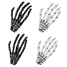 Halloween Skeleton Hands Bone Hair Clips - White and Black 2 Pairs , Punk Ro...
