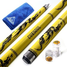 CUESOUL 58 Inches 19oz Joint Pool Cue Stick ● Yellow ● Premium Canadian Maple