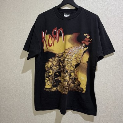 90s Korn Follow The Leader Vintage Nu Metal Band XL Tshirt black 1998 REPRINT