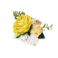 Artificial Flower Hair Side Comb Yellow Floral Bridal Prom Clip TSZ1