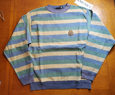 Vintage 90s Structure Active Wear Striped Shirt Long Sleeve Retro