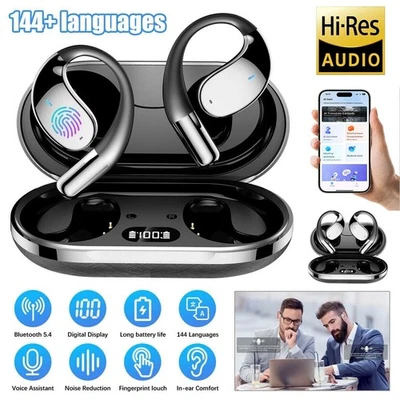 2025 144+ Language AI Translator Earbuds Real Time Bluetooth Translate Earphones
