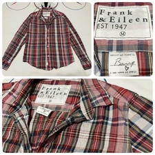 Womens Frank & Eileen Barry Button Up Shirt Cotton Signature Crinkle Plaid M USA