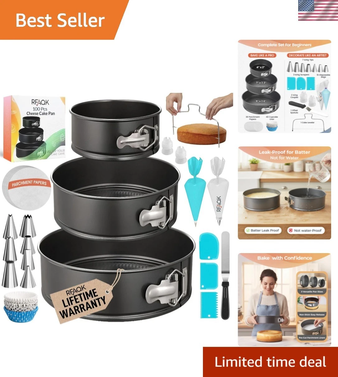 100pcs Cake Pan Sets for Baking + Cake Decorating Supplies: 3 Non-Stick Sprin...
Opens in a new wind