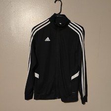 Adidas Track Jacket Mens Medium Warm Up Tricot Three Stripe Full Zip Black