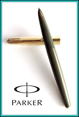 PARKER 61 Fountain Pen GREY 14k GF RAINBOW CAP 14K MEDIUM NIB
