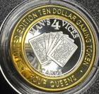 Four Queens Las Vegas, NV .999 Silver Strike Gaming Token (man’s 4 Vices-Cards)