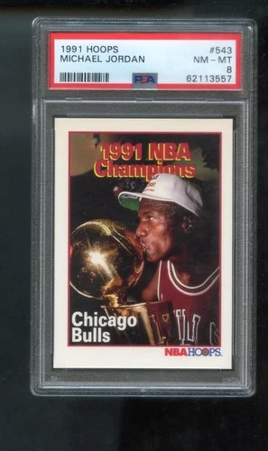 1991-92 Hoops #543 Michael Jordan Champions PSA 8 Graded Card NBA Chicago Bulls