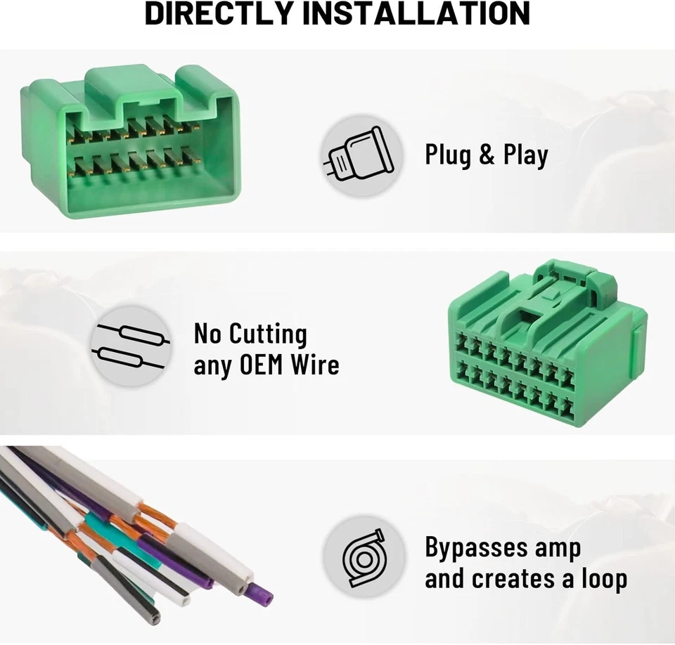 ✅NUEVO - AMP Subwoofer T Arnés Cableado Adaptador Enchufe para Chevy GMC Silver 2014-2021 Foto 4 de 4