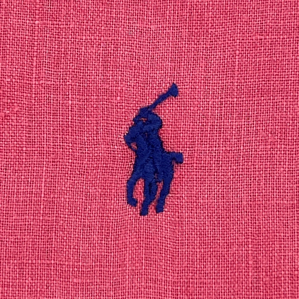 Ralph Lauren Shirt Men's XL Pink Ocean Wash Linen Airy Short Sleeve Button Up - Image 2 of 4