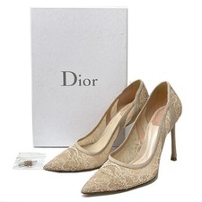 Christian Dior Lingerie Lace Suede Pointed Toe Pumps Beige Nude 37 Vintage