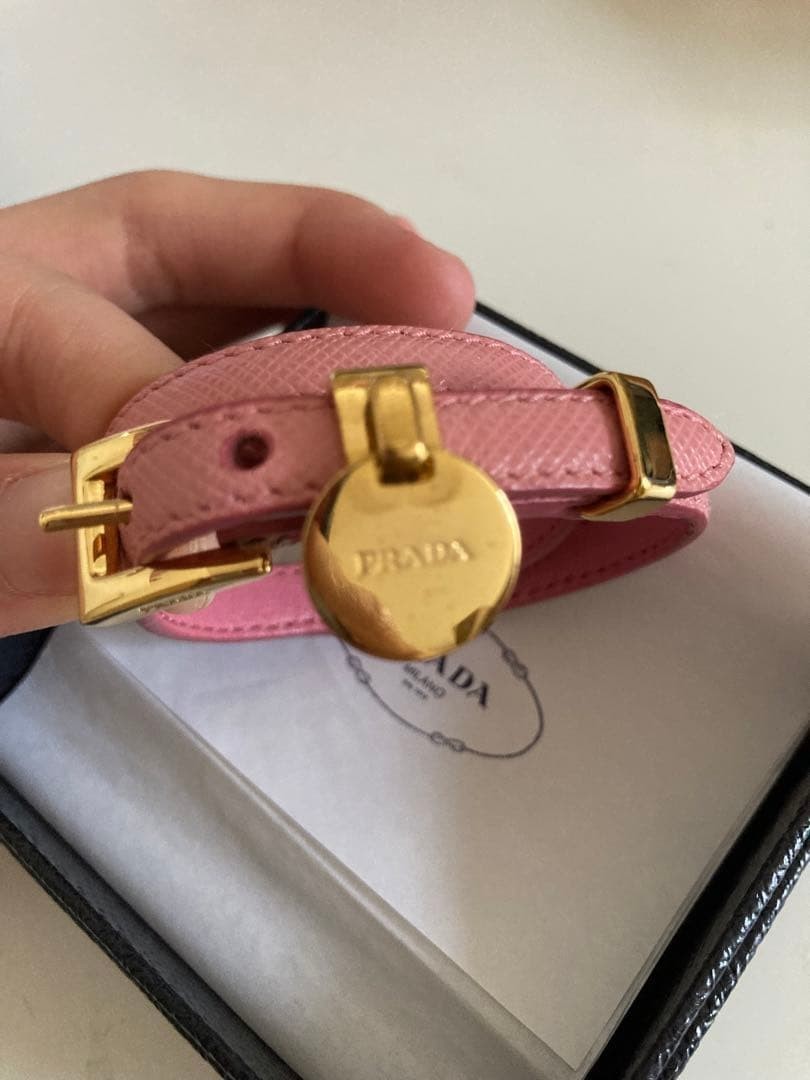 Authentic PRADA Leather Bangle Bracelet Pink Gold… - image 5