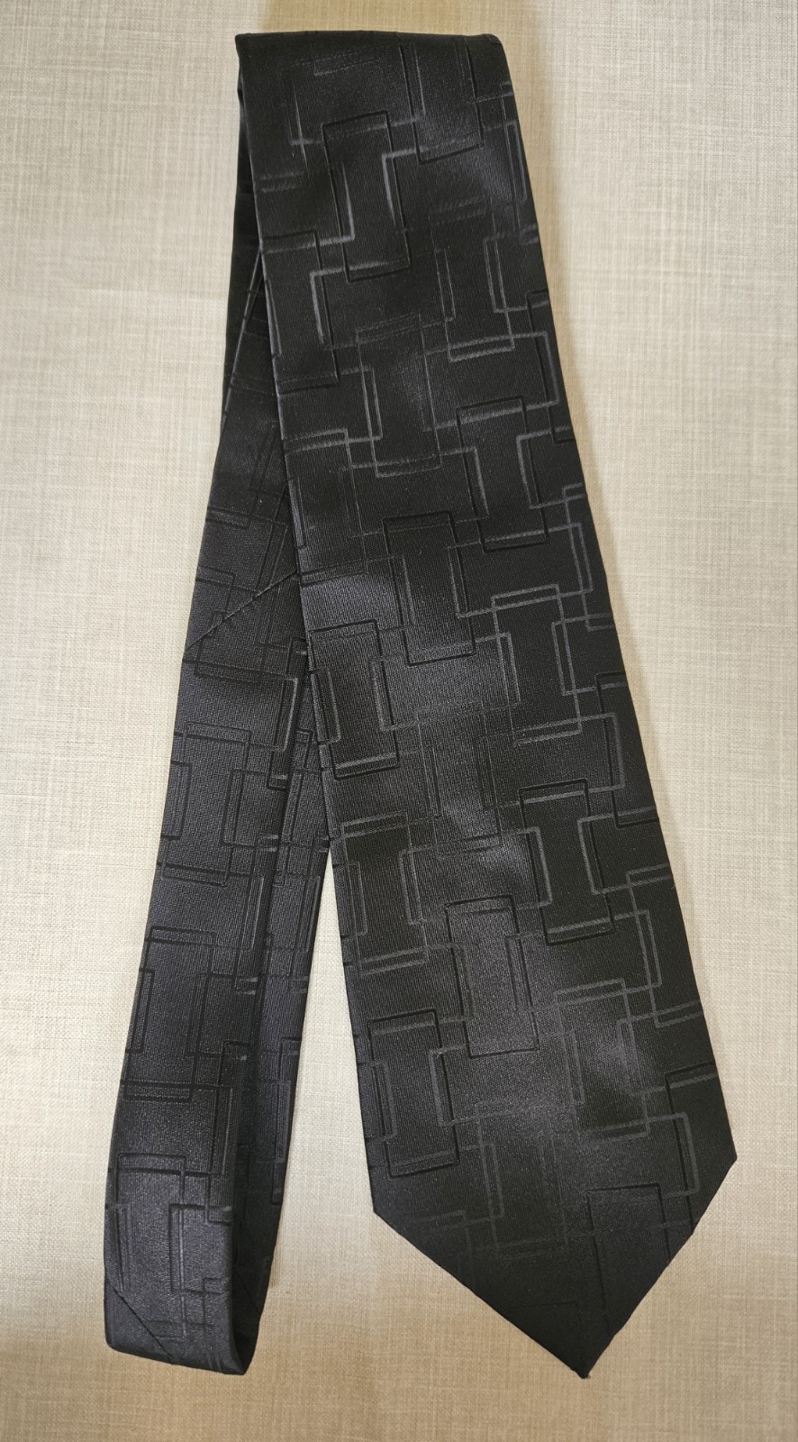 George Plain Solid Black With Self Square Pattern… - image 6