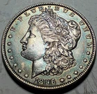 1896 MORGAN SILVER DOLLAR BEAUTIFUL RAINBOW TONING HIGH GRADE