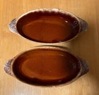 Hull Pottery Brown Drip Oval Au Gratin Oven Proof Baking Casserole Dishes