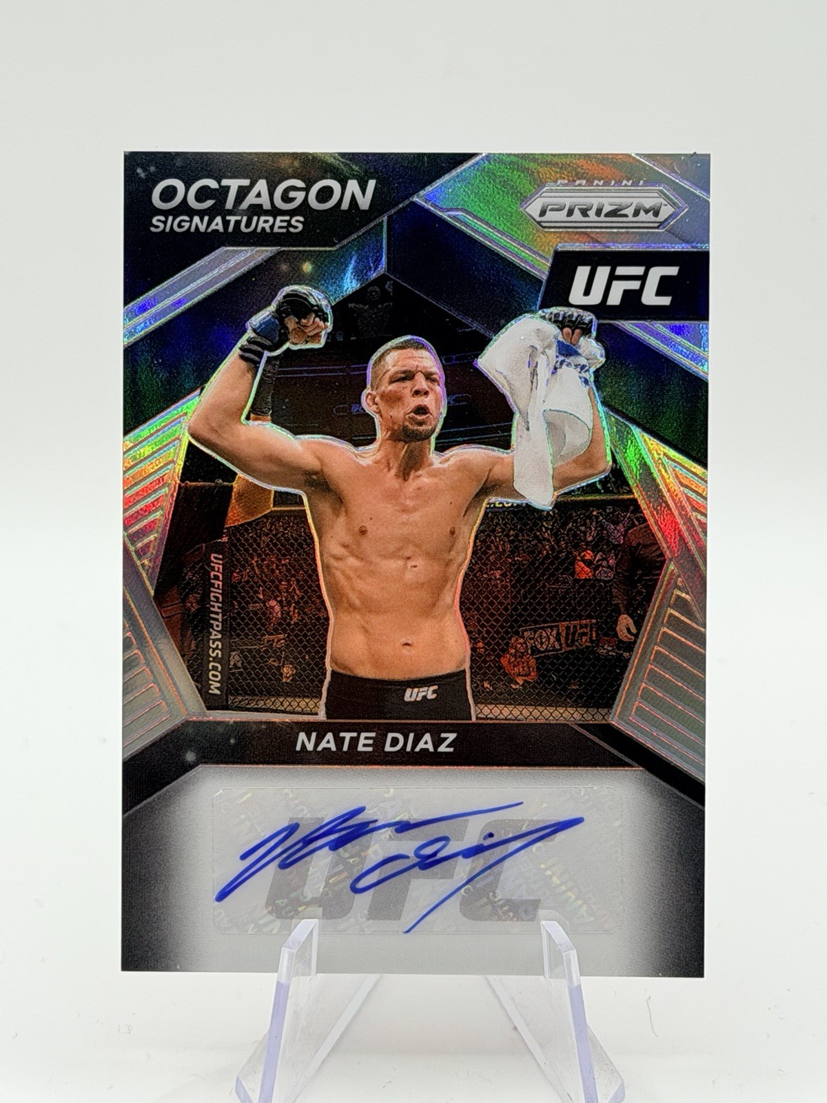 Nate Diaz 2021 Panini Prizm UFC Octagon Signatures Auto Silver Autograph #OS-NDZ