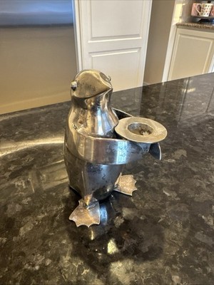 Vintage Restoration Hardware Silver Plate Penguin Taper Candle Holder